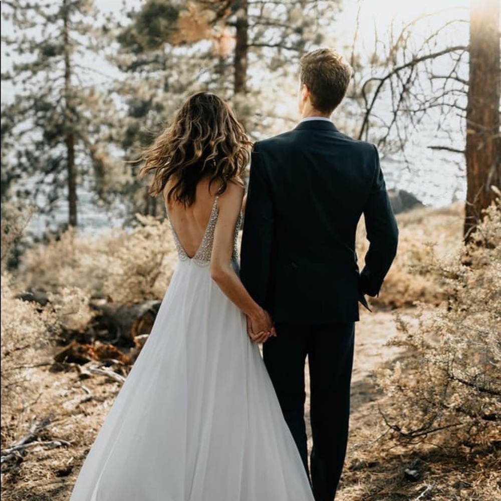 White True Love Beaded Rhinestone Wedding Gown 🌿 - Picture 9 of 13